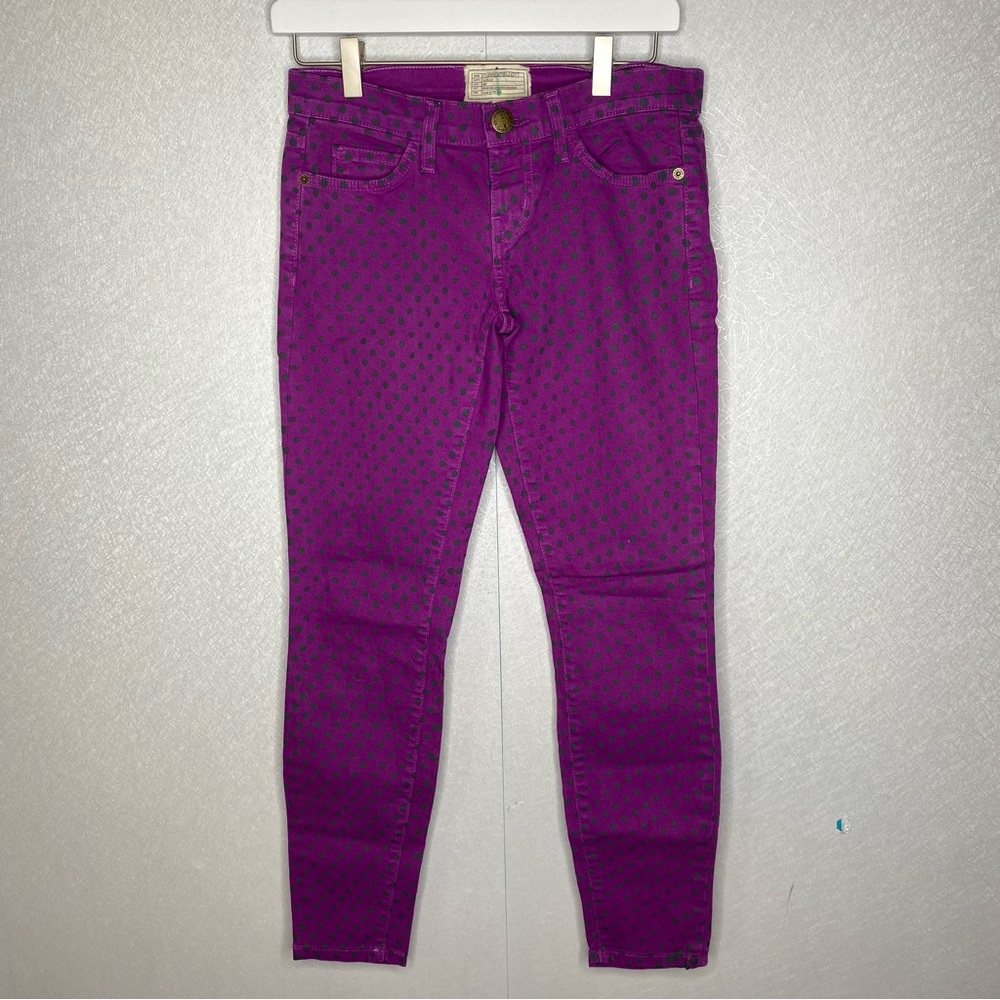 Current/Elliot The Stiletto Purple Polka Dot Jeans Size 24